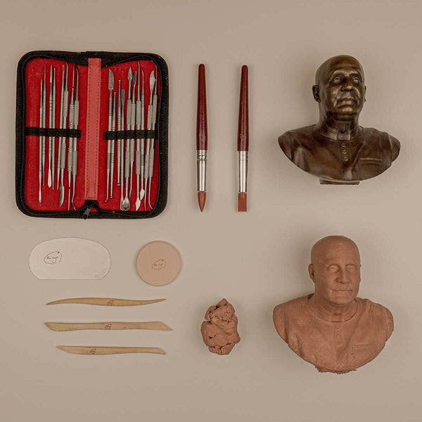 How its made bronze sculpture? From clay to final patinated bronze sculpture on the desk with sculpture tools