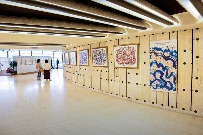 A celebratory Jharna Kala art exhibition of Sri Chinmoy's paintings was held at the United Nations Association building in Geneva, where several officials attended to pay tribute to Sri Chinmoy's work and art.